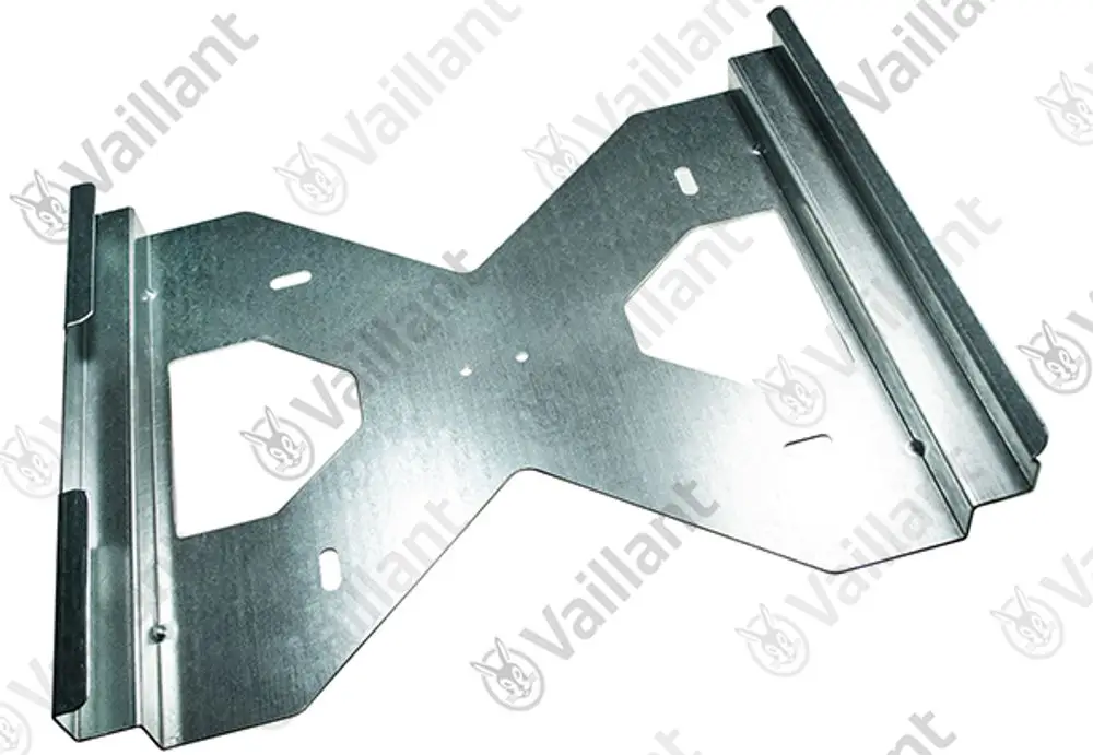 Vaillant Wandhalter aus Metall, in X-Form, mit Aussparungen und Befestigungslöchern für die Montage.